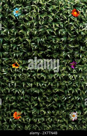Green background made of artificial plastic grass Stock Photo