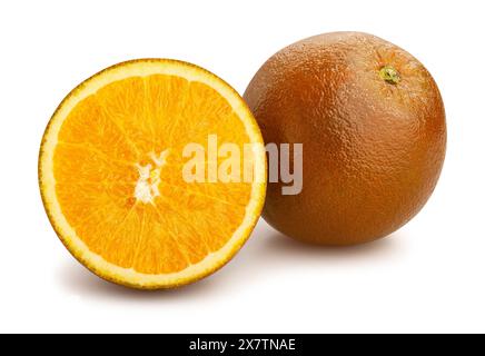sliced chocolate oranges path isolated on white Stock Photo