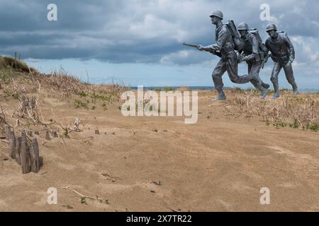 Normandy France D-Day soldiers sculptures photomontage Stock Photo