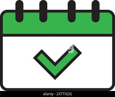 A check mark icon on the calendar. Availability of schedule. Reminders. Vectors. Stock Vector