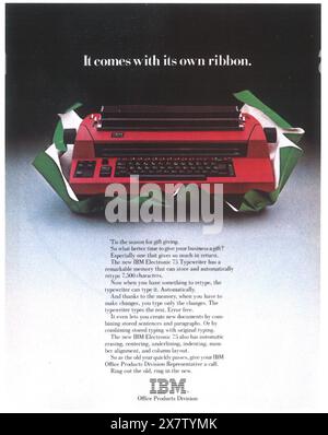 1979 IBM Electronic 75 Typewriter Ad - It Comes With Its Own Ribbon Stock Photo
