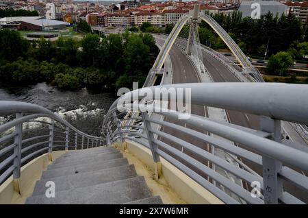 Milenio bridge over Miño river in Ourense, Spain Stock Photo