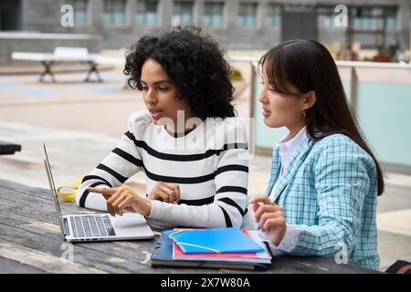 Multiethnic students studying at University campus Stock Photo