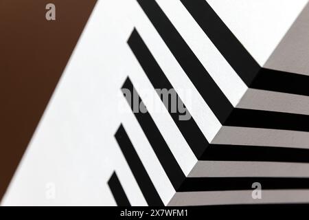 Abstract minimal architecture background photo, white corner with black stripes Stock Photo