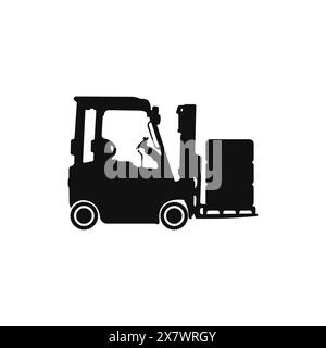 Loader black logo. Cargo moving icon. Outline loader vector. Cargo lift ...