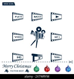 Movie icons set. Stock Vector