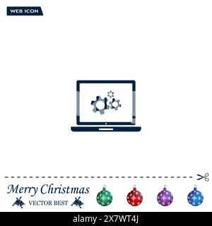 setting parameters, laptop icon, vector illustration. Flat design style Stock Vector