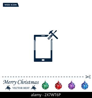 setting parameters, mobile smartphone icon, vector illustration. Flat design style Stock Vector
