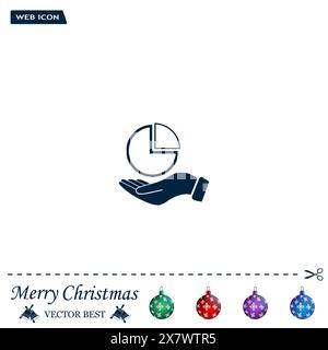 chart icon with hand, vector illustration. Flat design style Stock Vector