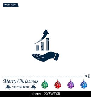 Infographic with hand, chart icon, vector illustration. Flat design style Stock Vector