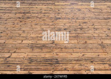 Natural brown parquet made of wooden panels in perspective Stock Photo