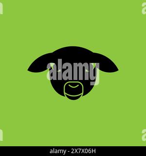 Sheep Head From Front. Iconic Style. Vector Stock Vector