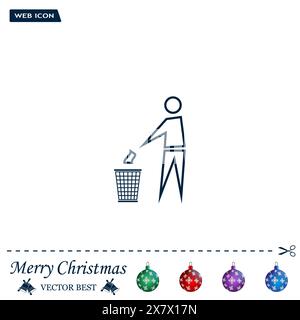 Trash bin or trash can with human figure symbol in vector with shadow Stock Vector