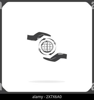Arrows in a circle around a globe, World Wide Web symbol. Vector illustration Stock Vector