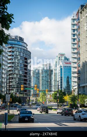 Residential condominium towers in the downtown and athlete’s village areas of Vancouver BC, Canada. Stock Photo