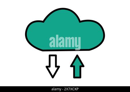 cloud download icon. cloud with arrow. icon related to information technology. flat line icon style. technology element vector illustration Stock Vector
