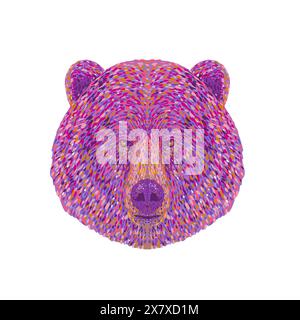 Pointillist, Impressionist or pop art style illustration of head of a grizzly bear or the North American brown bear or simply grizzly viewed from fron Stock Vector