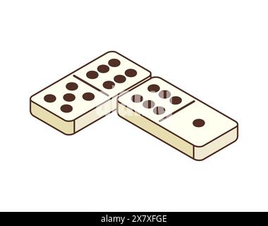 Retro groovy domino elements. Isolated vector vintage rectangular game tiles with two square ends, marked with dots or pips, traditionally crafted from animal bones or ivory, for play and divination Stock Vector