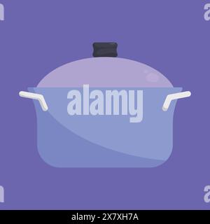 Cooking pot vector icon. Kitchen pot vector illustration. Cooking pot vector illustration with cap Stock Vector