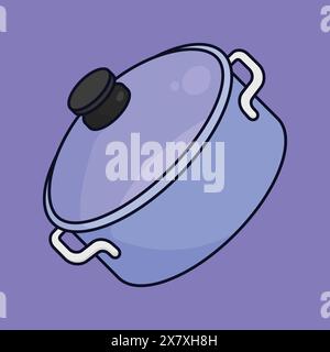 Cooking pot vector icon. Kitchen pot vector illustration. Cooking pot vector illustration with cap Stock Vector
