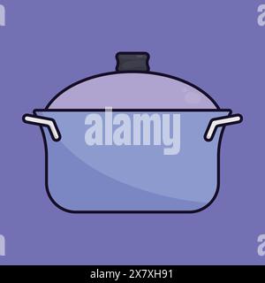 Cooking pot vector icon. Kitchen pot vector illustration. Cooking pot vector illustration with cap Stock Vector
