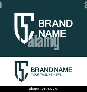 CS Logo or SC Logo. Creative letter CS or SC monogram logo shield  shape. Stock Vector