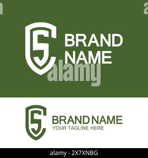 CS Logo or SC Logo. Creative letter CS or SC monogram logo shield  shape. Stock Vector