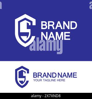 CS Logo or SC Logo. Creative letter CS or SC monogram logo shield  shape. Stock Vector