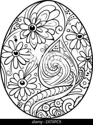 Easter Egg Coloring Pages Drawing For Kids Stock Vector