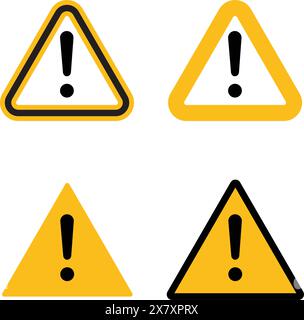 Danger and warning triangle with exclamation mark. Hazard warning symbol Stock Vector
