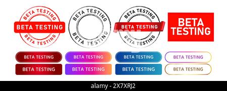 rubber stamp and button beta testing sign for tester software technology internet Stock Vector