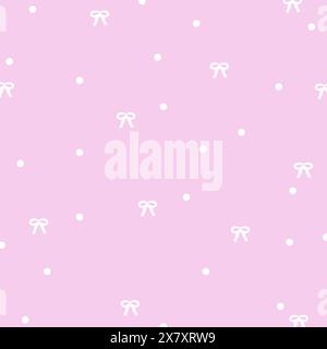 Illustration of white ribbons on a pastel pink background for Valentine card, print, girly pattern, kid cloth, gift wrap, packaging, fabric, wallpaper Stock Vector