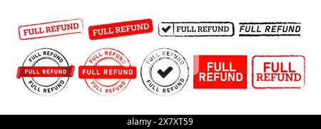 square and circle rubber stamp label sticker for return money refinance back Stock Vector