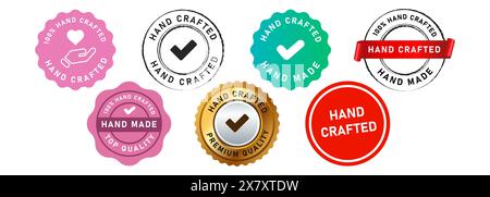 circle stamp and seal badge hand crafted sign for business handmade production Stock Vector