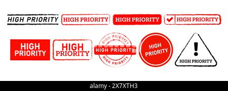 circle and circle rubber stamp sign for prioritize urgent important service immediately Stock Vector