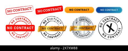 no contract rectangle and circle stamp seal badge sign for information indenture certified Stock Vector