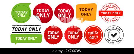 stamp speech bubble and label sticker today only sign for offer exclusively special sale product Stock Vector