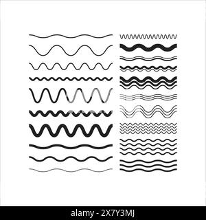Wave line, abstract zigzag curves, seamless pattern texture design element illustration for background graphic Stock Vector