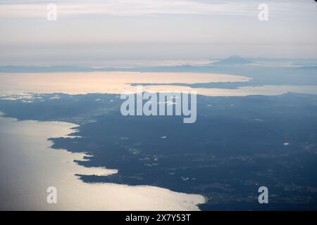 coast of Bōsō Peninsula and the far view of Mt Fuji. Stock Photo