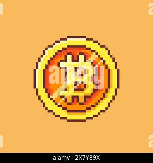 Vector Illustration of Bitcoin with Pixel Art Design, perfect for game assets themed designs Stock Vector