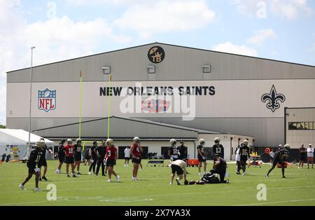 Metairie, United States. 21st May, 2024. The New Orleans Saints work out during the first day of offseason training activities at the Ocshner Sports Performance Center in Metairie, Louisiana on Tuesday, May 21, 2024. (Photo by Peter G. Forest/SipaUSA) Credit: Sipa USA/Alamy Live News Stock Photo