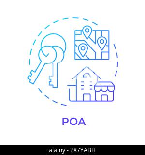 POA blue gradient concept icon Stock Vector