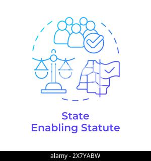 State enabling statute blue gradient concept icon Stock Vector