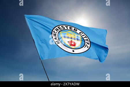 Manchester City Football Club is a professional football club based in Manchester, England, Stock Photo