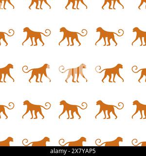 monkey doodle seamless pattern background Stock Vector