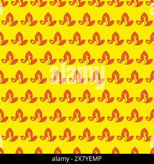 Lotus Peacock Pattern, Peacock Background With Orange and Yellow Color Stock Vector