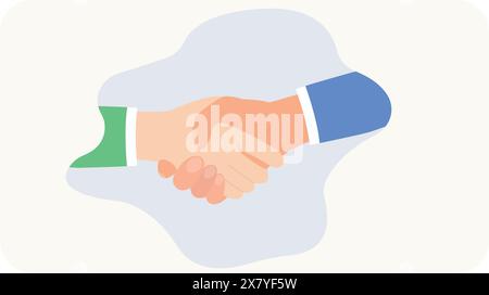 handshake between two businessmen, simple flat vector design Stock Vector
