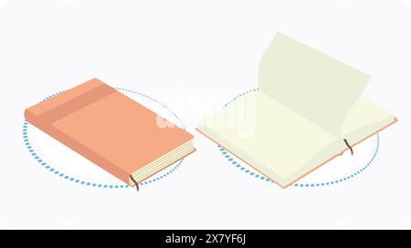 book isometric open and closed cover, vector Stock Vector
