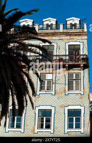 Portugal, Lisbon, Alfama Disctrit, Tiled Wall of Ornate old Town House Stock Photo