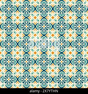 Italian tile pattern vector seamless with vintage ornaments. Stock Vector